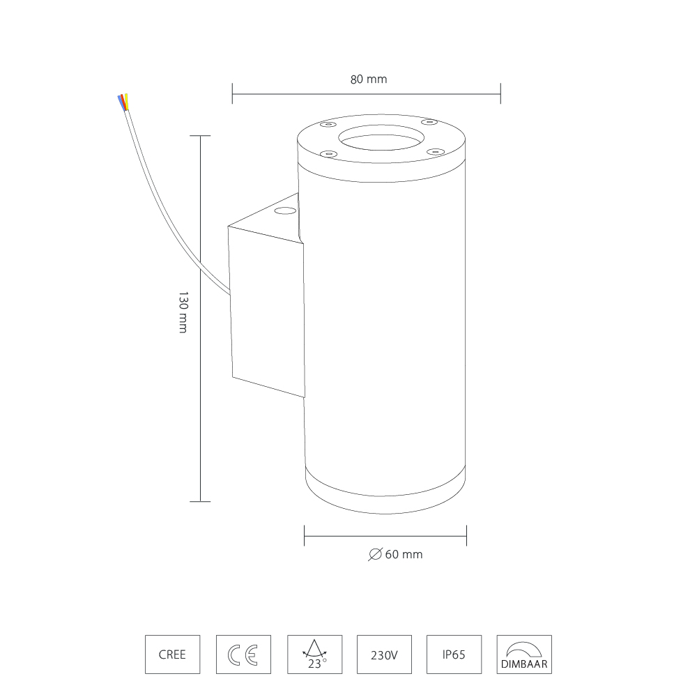 Cree LED wall lamp Amarante | warm white | 3 watt | up or down