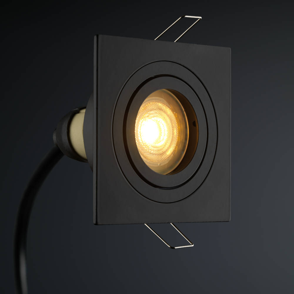Coblux LED inbouwspot | zwart | vierkant | warmwit | 4 watt | dimbaar | kantelbaar