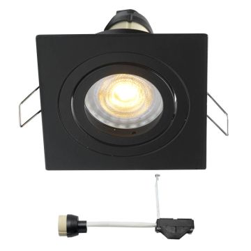 Coblux LED recessed spotlight | black | square | warm white | 4 watt | dimmable | tiltable