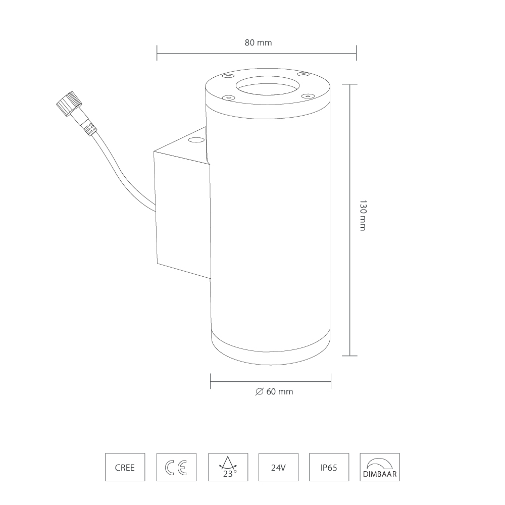 Cree LED wall lamp Evora | warm white | 3 watt | up or down | 24 volts