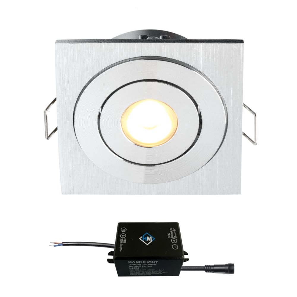 Cree LED recessed spotlight Soria in | square | warm white | 3 watt | dimmable | tiltable | different colours