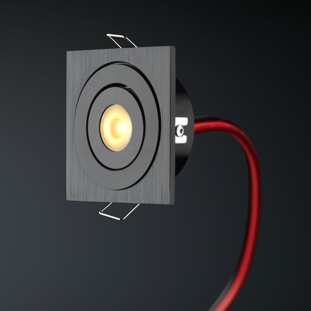 Cree LED spot encastrable Soria noir in | carré | blanc chaud | 3 watts | dimmable | inclinable