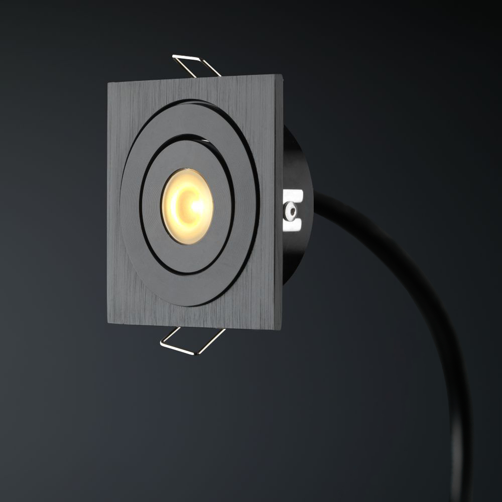 Cree LED recessed spotlight Soria black  in | square | warm white | 3 watt | dimmable | tiltable